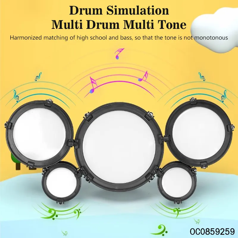 Wholesale Electronic Quality Hot Sale Plastic Music Instrumental Kid Toy Drum Set Children