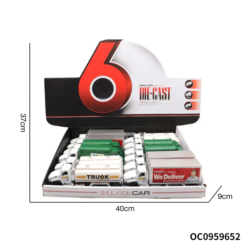 Wholesale Diecast 12PCS Metal Model Electric Truck Model 1: 50 Toys with Light Sound