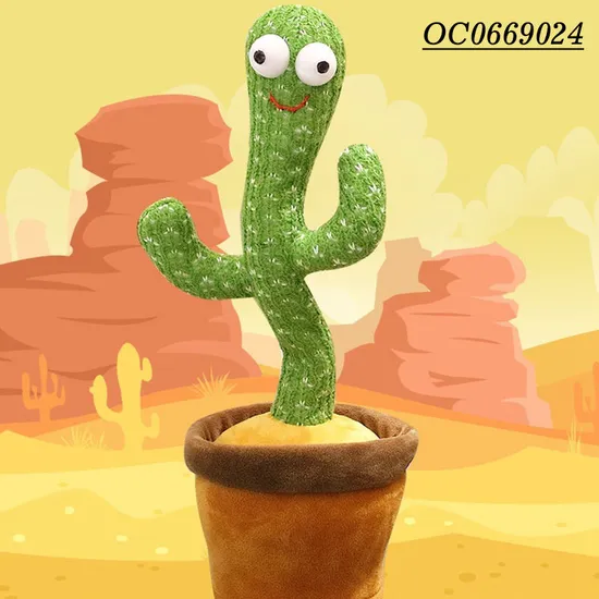 Wholesale Electronic Cute Cactus Baby Plush Dancing and Singing USB Charging Toy for Kids