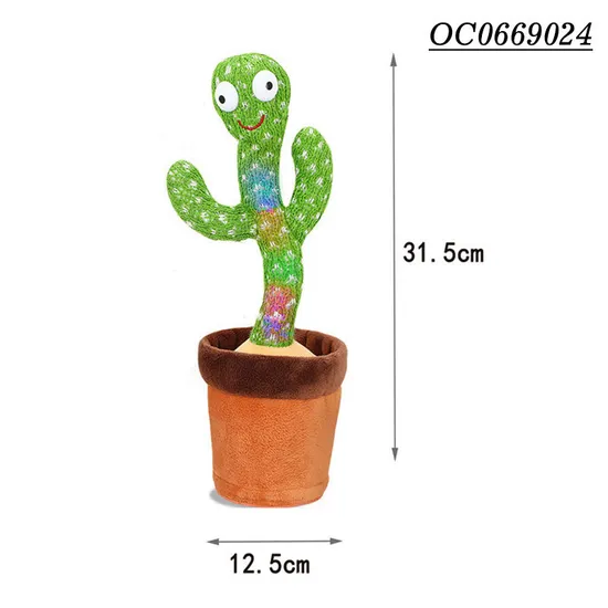 Wholesale Electronic Cute Cactus Baby Plush Dancing and Singing USB Charging Toy for Kids