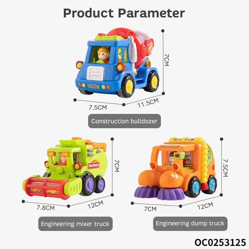 Wholesale Plastic 6PCS Baby Construction Truck Push and Go Car Plastic Model Small Friction Car Toys