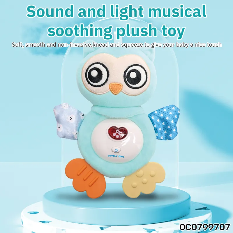 Wholesale Stuffed Baby Gift Large Sleeping Soothing Plush Big Eyes Owl Toy Sensory Baby Toys Doll with Light and Sound