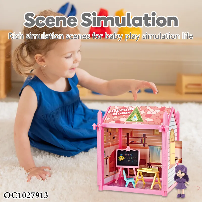 DIY Plastic Play Miniature Castle Christmas Big Doll House for Girls Pretend Play Baby Doll Set