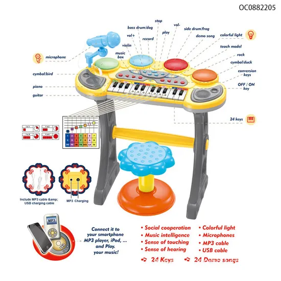 Wholesale Plastic Montessori Electronic Musical Toys Pianos Keyboard Drums for Children
