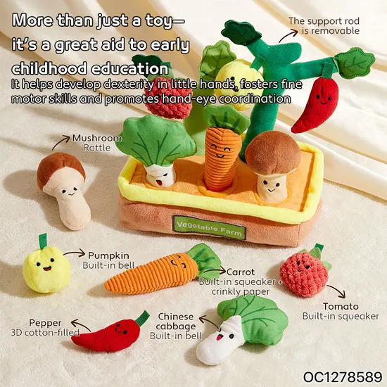 Wholesale Stuffed Baby Early Educational Soft Baby Soft Plush Vegetable and Fruit Sensory Toys