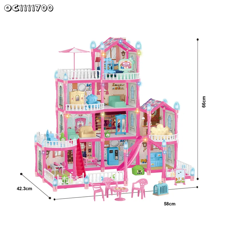Wholesale Baby Pink Girls Room Doll House Furniture Living Plastic Children House Play Room Gifts Set for Children