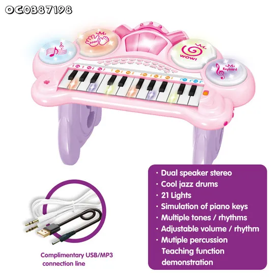Wholesale Educational Instrumentos Musicales Electronic Plastic Musical Toys 24 Key Keyboard Piano for Kids