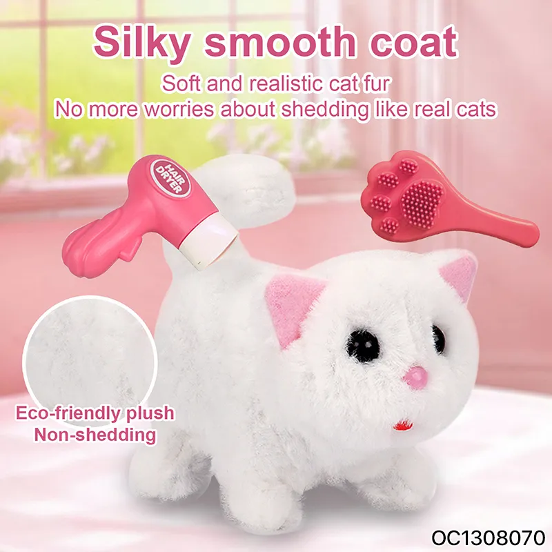 Wholesale Animal Pretend Play Long Tail Cute Big Eyed Customized Realistic Cat Soft Plush Stuffed Animal Toys