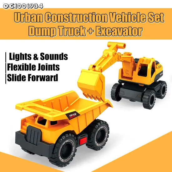 Wholesale 1: 14 Scale Miniature Friction Kids Construction Model Excavator Toy Truck with Light and Sound