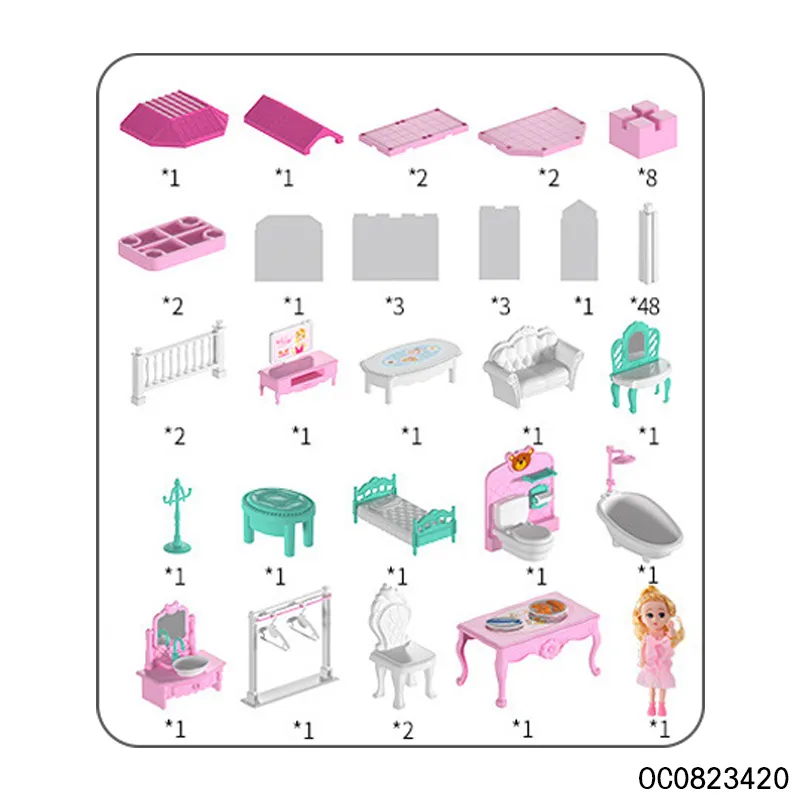 Wholesale Preschool Baby DIY Plastic Miniature Doll House Furniture for Girls Gift