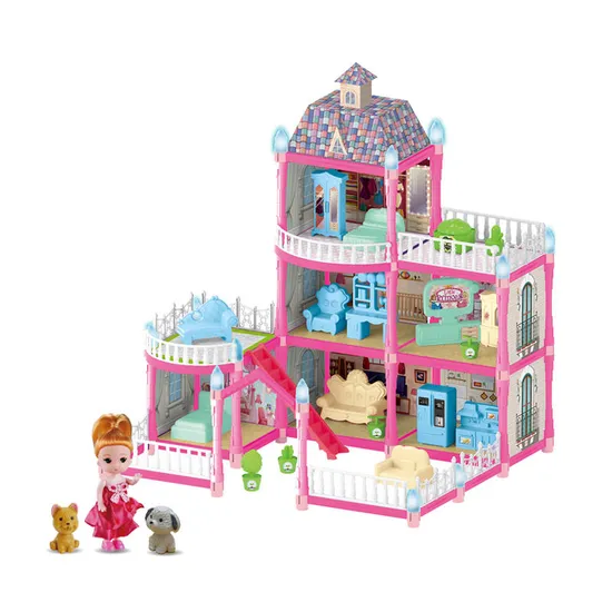 Wholesale Educational Doll House Model City Buildings Toddler Miniature Bunny Family Dollhouse Toys