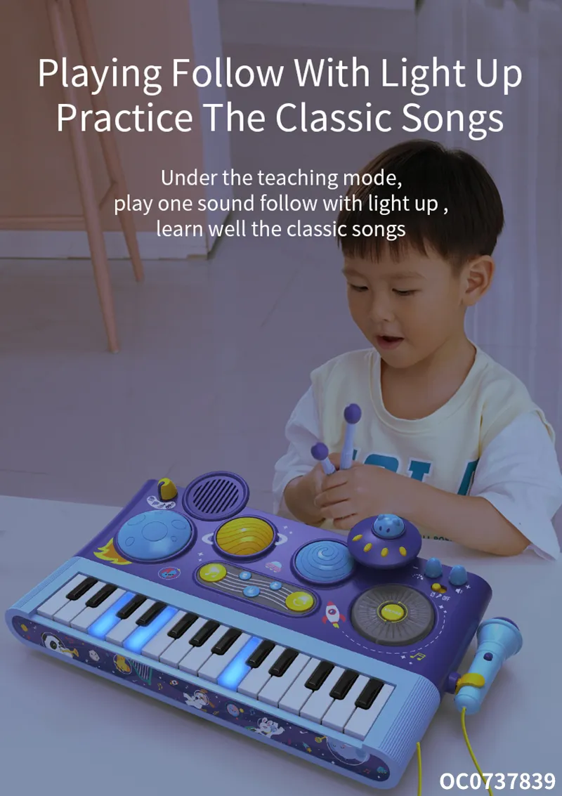 Wholesale Battery Montessori Sensory Hand Drum Montessori Early Learning Musical Instrument Piano Keyboard Toy