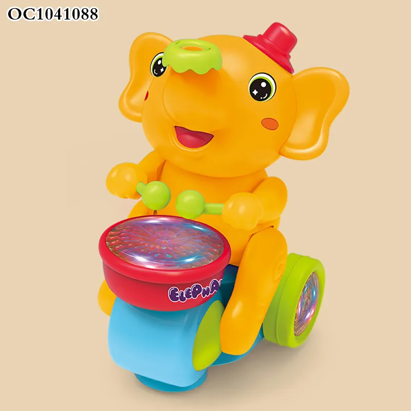 Wholesale Musical Instruments Battery Operated Elephant Sensory Drum Toys with Light Music