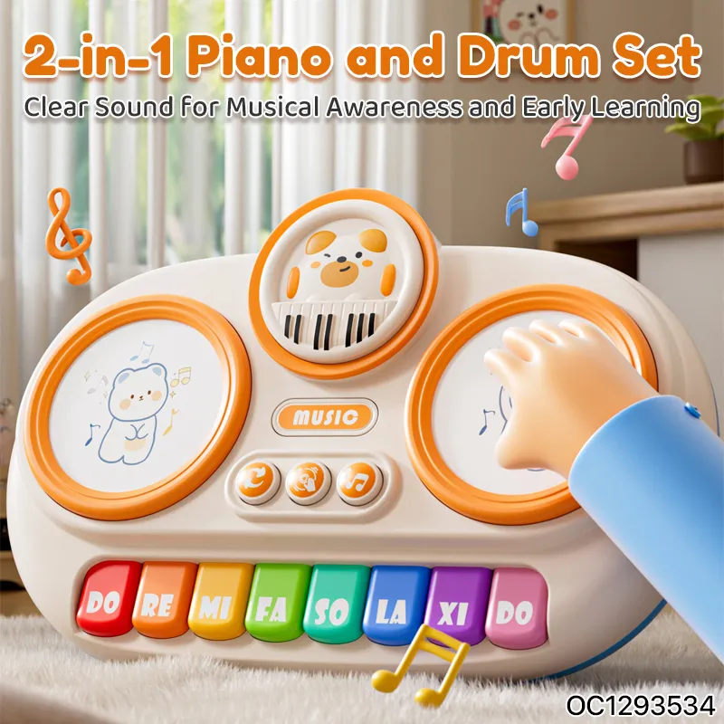 Wholesale Lighting Musical Cartoon Animal Electric Piano Keyboard Children Hand Drum Toy