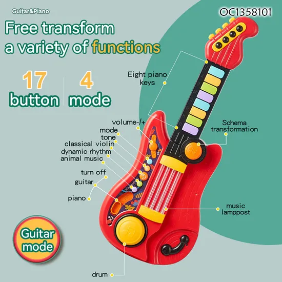 Wholesale 2 in 1 Sensor Interactive Portable Electronic Piano Keyboard Guitar Musical Instruments Toy for Kid with LED Light Music