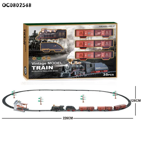 B/O Classic Plastic Train Play Set Electric Track Toy for Kids with Light Sound