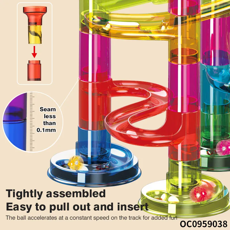 Flashing Slide Ball Track Transparent Big Building Block Marble Run Toy for Kids