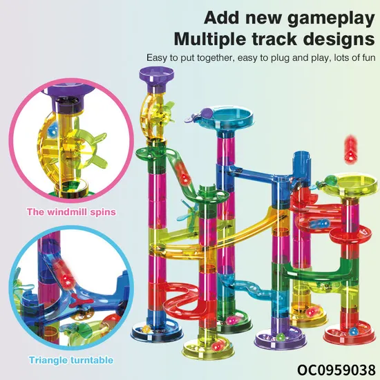 Flashing Slide Ball Track Transparent Big Building Block Marble Run Toy for Kids