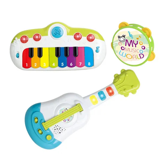 Wholesale 3 in 1 Plastic Keyboard Piano Musical Instruments Musical Toy Electric Guitars