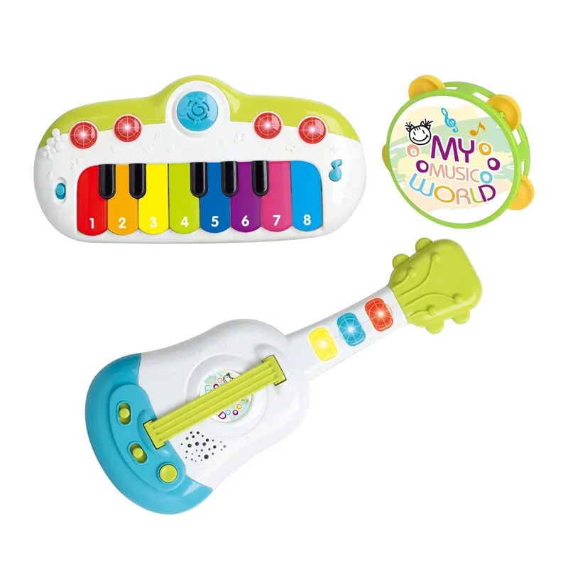 Wholesale 3 in 1 Plastic Keyboard Piano Musical Instruments Musical Toy Electric Guitars