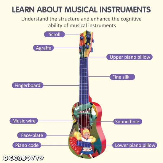 Wholesalers Cartoon Intellectual Children Interactive Musical Instruments Educational Ukulele Guitar Kids