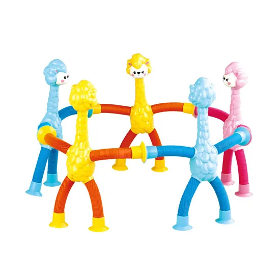 Stress Relief Spring Telescopic Suction Cup Giraffe Toy Tube Fidget Other Baby Squeeze Toys Plastic