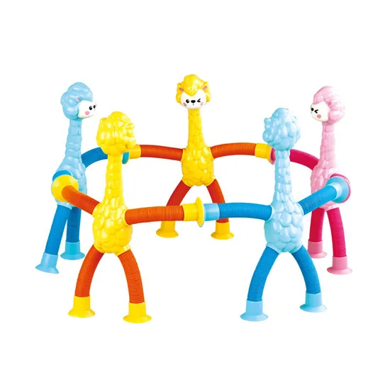 Stress Relief Spring Telescopic Suction Cup Giraffe Toy Tube Fidget Other Baby Squeeze Toys Plastic
