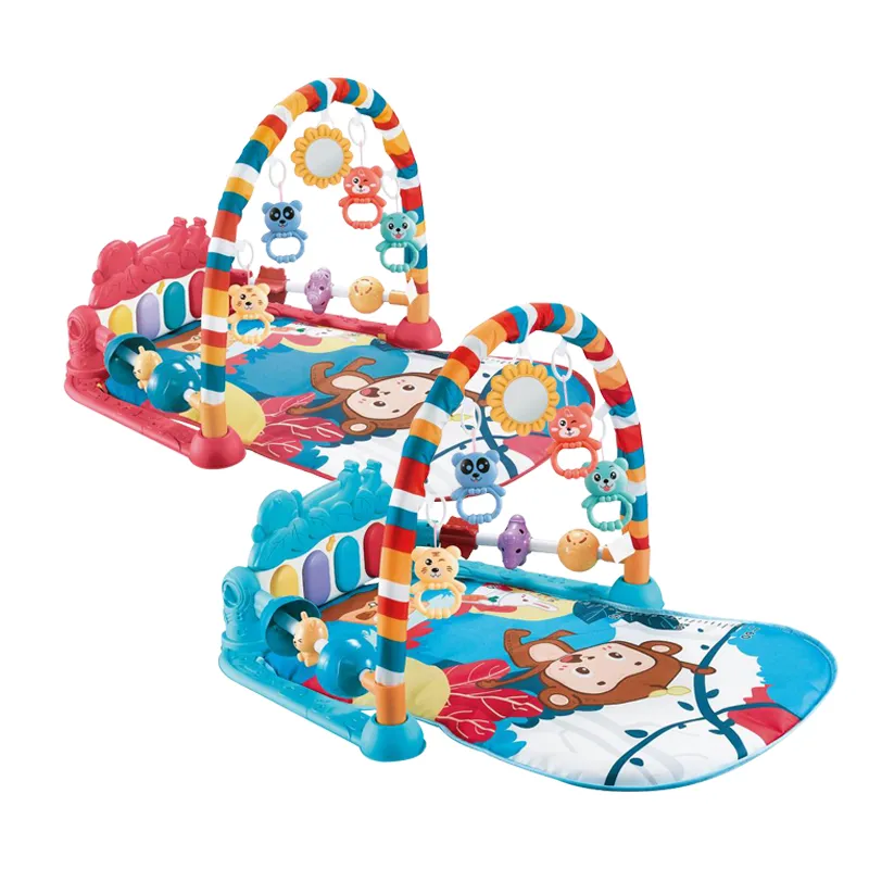 Fitness Gym Pedal Piano and Exercise Activity Crawling Mat Custom Soft Safe Play Floor Mat Baby Musical Mat with Hanging Animals