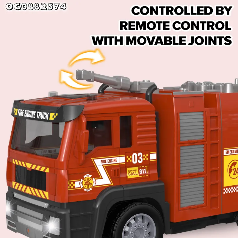 Truck Model 1: 24 Scale RC Lighted up Remote Control Mini Fire Fighting Electric Toy Car