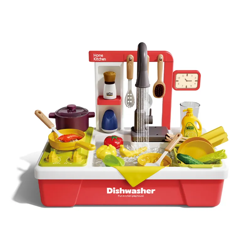 Wholesale Sounds Light Spray Sink Function Children Pretend Role Play Cooking Educational Kitchen Toy for Girl