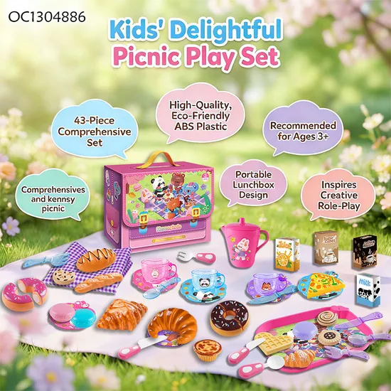 Wholesale Kids Party Pretend Play Food Kitchen Afternoon Tea Tableware Gift Toy Plastic Children House Play Set for Wholesale