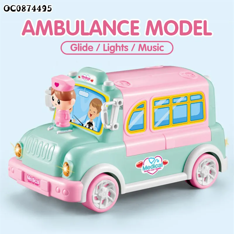 Light Music Plastic Doctor Nurse Pretend Play Ambulance Car Montessori Doctor Play Set Kit for Kids