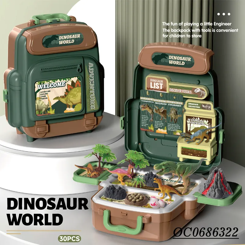 Latest Pretend Play Jurassic Rubber Dinosaur PVC Toy with Backpack