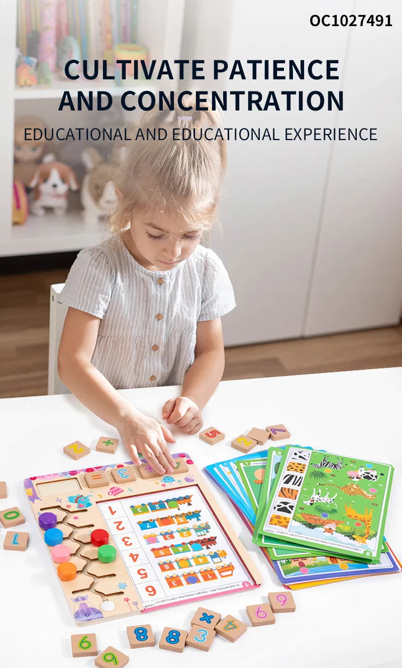 Montessori Wooden Jigsaw Puzzle Early Educational Board Animal Math Number Toy for Kids Cognition Matching &amp; Counting Puzzle