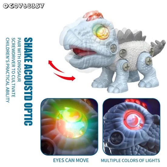 Other Role Playing Games and Preschool Development Plastic Stegosaur Small DIY Assemble Walking Dinosaur Toys with Light up Sound