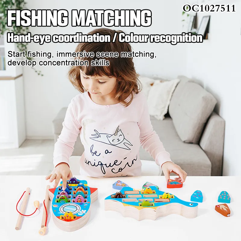 Wholesale Plastic Educational Interactive Games Wooden Busy Board Children Montessori Fishing Toy
