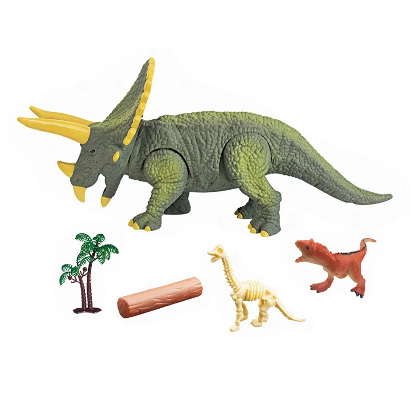 New Arrival Realistic Like Animals Movable Joint Walking Triceratops China Wholesale B O Dinosaur Toy with Light Sound for Children