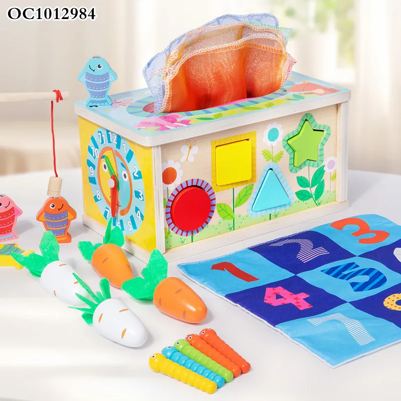 Wholesale Montessori Plastic Educational Wooden Puzzle Activity Fishing Baby Box Toy