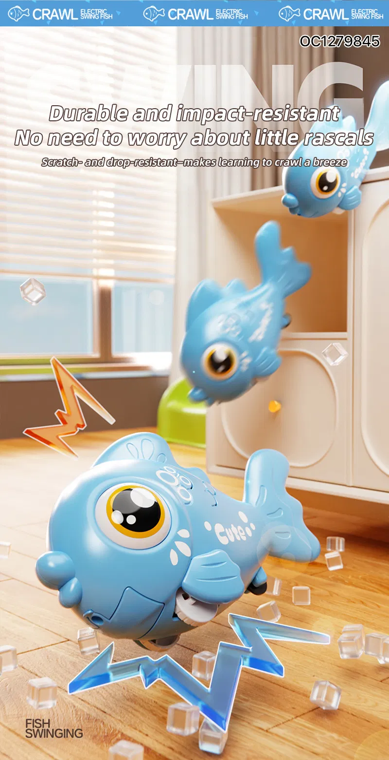 Wholesale Plastic Electric Popular Lighted up Baby Sensory Battery Operated Animal Toys Fish for Baby