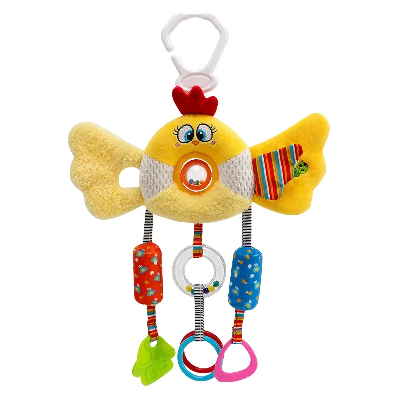 Cartoon Chick Custom Decorative Mobile Crib Hanging Rattle Plastic Hook Plush Doll Soft Toy Plastic Baby Soothing Toys