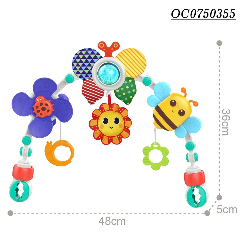 Newest Adjustable Clip Cloth Kids Plastic Baby Rattles Bed Bell Ring Set Toy