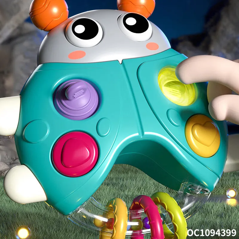 Push Pull Finger Training Handheld Electronic Games Silicon Toys Rattle Animals for Baby Hand Eye Coordination Toy with Light Sound