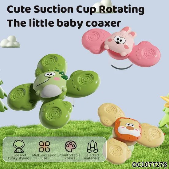 Baby Montessoris Silicone Spinning Bath Toys Bathing Sucker Sensory Toy Rotating Rattles Early Educational Fidget Toy