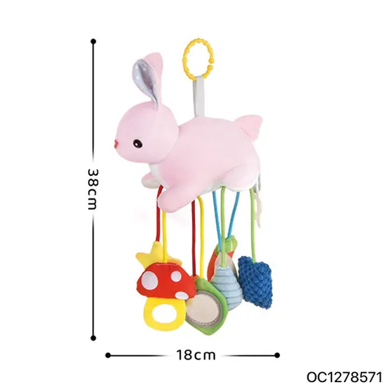 Wholesale Stuffed Doll Rabbit Cute Fabric Pull Hanging Baby Plush Sensory Activity Toy