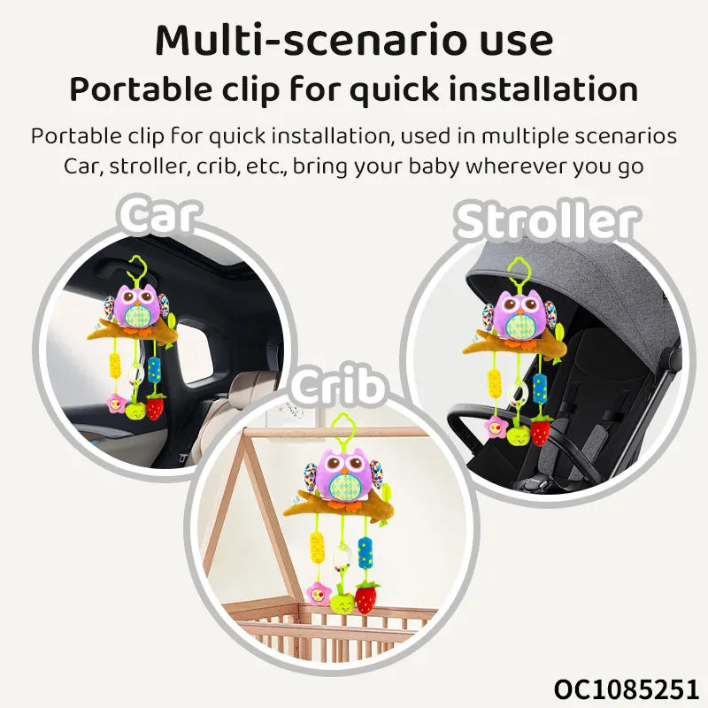 Wholesale Children Stuffed Anti-Stress Sensory Pull Animal Musical Plush Baby Sensory Owl Plush Toy