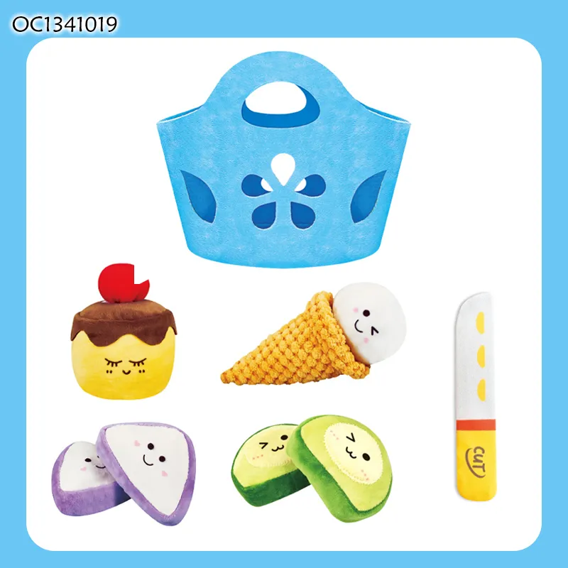 Wholesale Children Stuffed Play Educational Custom Interactive Plush Cutting Food Toy for Baby