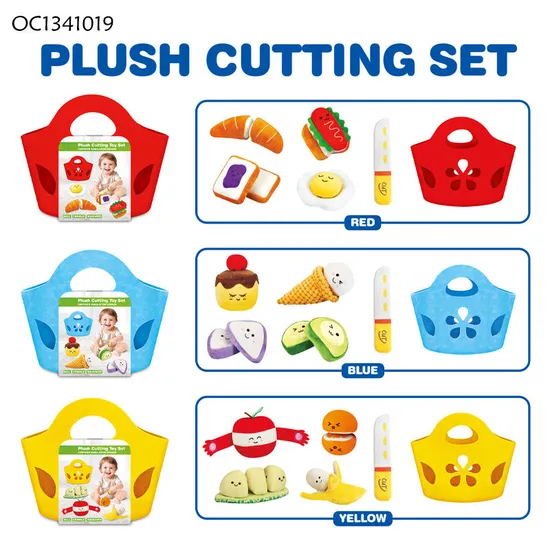 Wholesale Children Stuffed Play Educational Custom Interactive Plush Cutting Food Toy for Baby