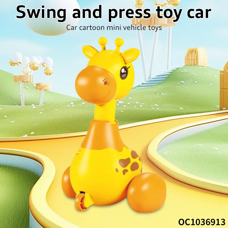 Wholesale Funny Cartoon Press and Go Animal Small Plastic Giraffe Baby Montessori Sensory Toy