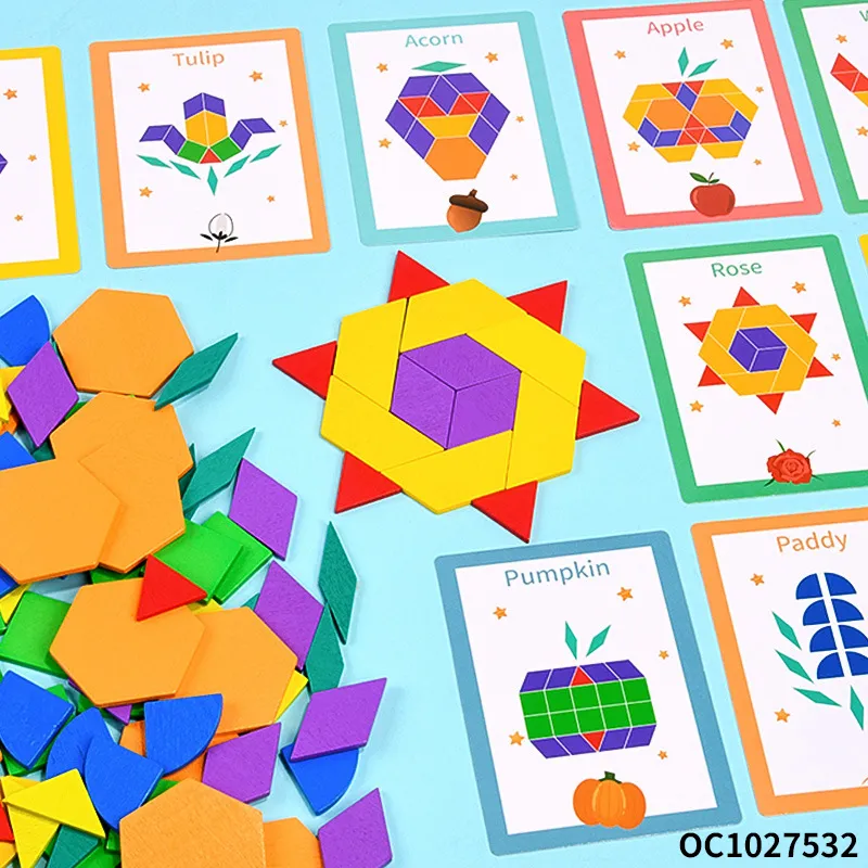 Wooden 3D Geometric Shape Jigsaw Puzzles Educational Gift Toys for Learning Intellectual Development and Creativity Matching Cards