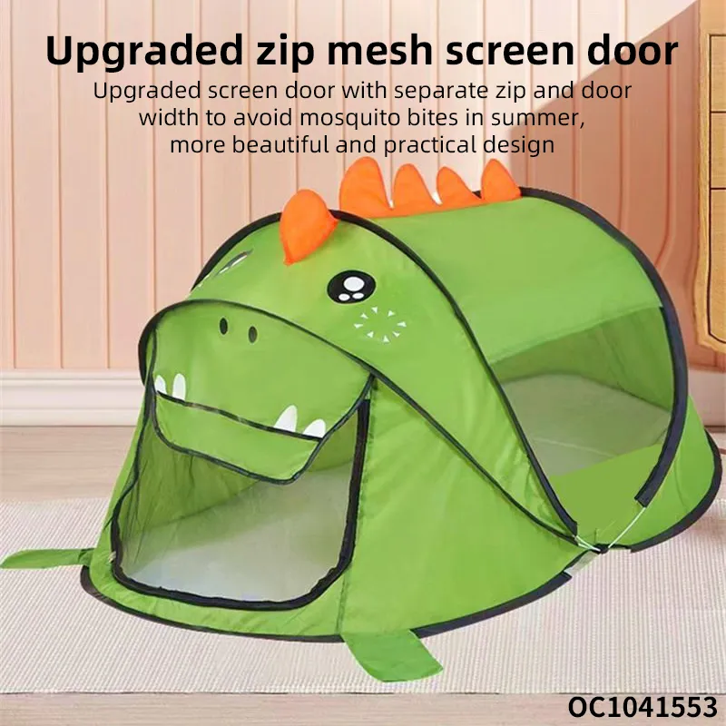 Wholesale Child Green Cartoon Dinosaur Design Kids Cute Pop up Play Foldable Children House Indoor Bedroom Toys Kids DIY Play Tent